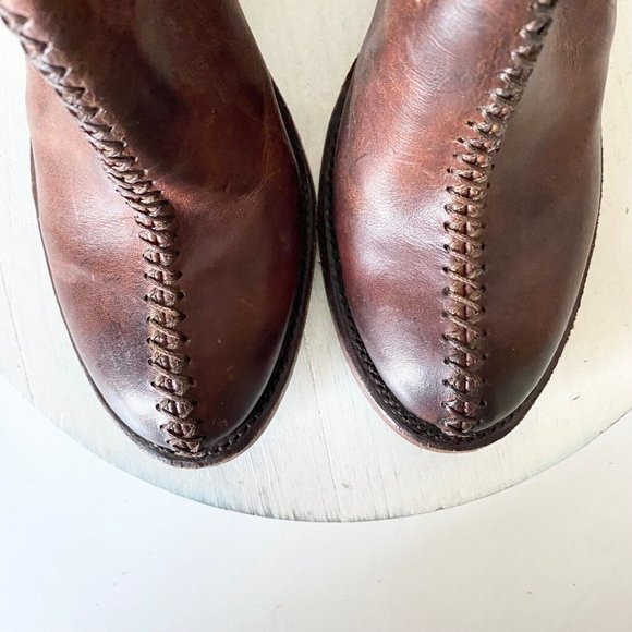 Lane Hailey Halfsie Western Bootie Sz 7.5 Brown Cowboy Round Toe Ankle Strap - Picture 6 of 9